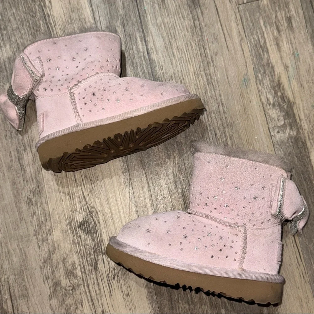 UGG Pink Boots with Silver Bow